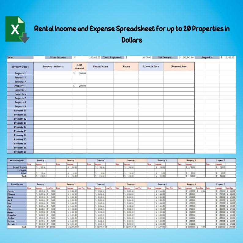 Landlord Expense Tracking Spreadsheet