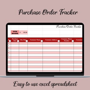 Purchase Order Tracker Excel Spreadsheet Sales Tracker Revenue