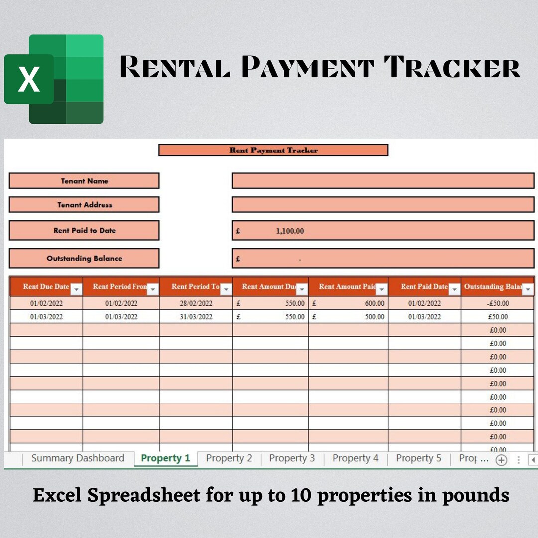 Rent Payment Ledger Excel Landlord Rent Payment Tracker In Pounds 