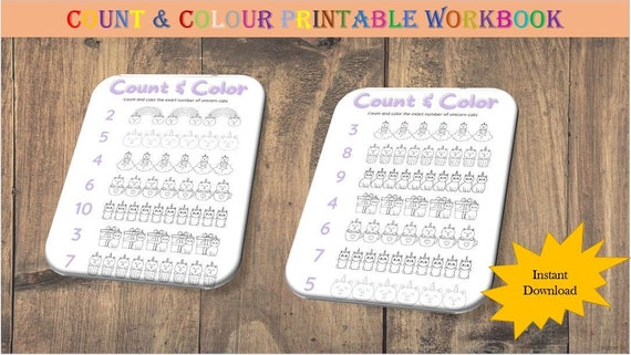 Printable Count &amp; Color Pages for Kids/ Coloring Sheets for | Etsy