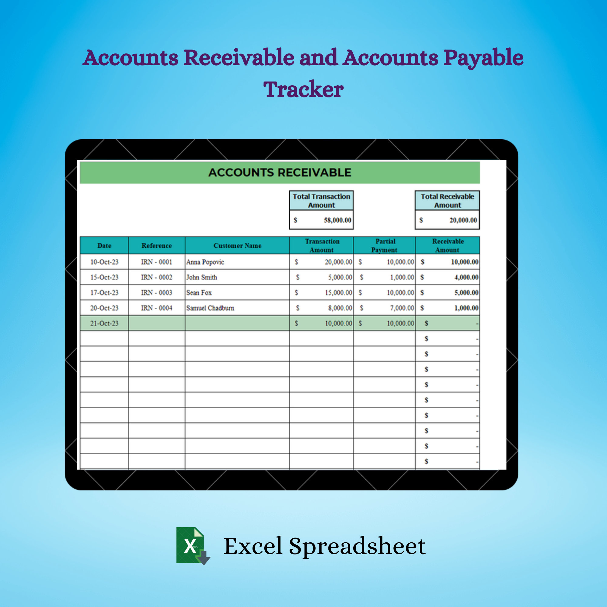 Accounts Receivable and Accounts Payable Tracker Accounts Receivable Accounts Receivable and Accounts Payable Tracker Accounts Receivable