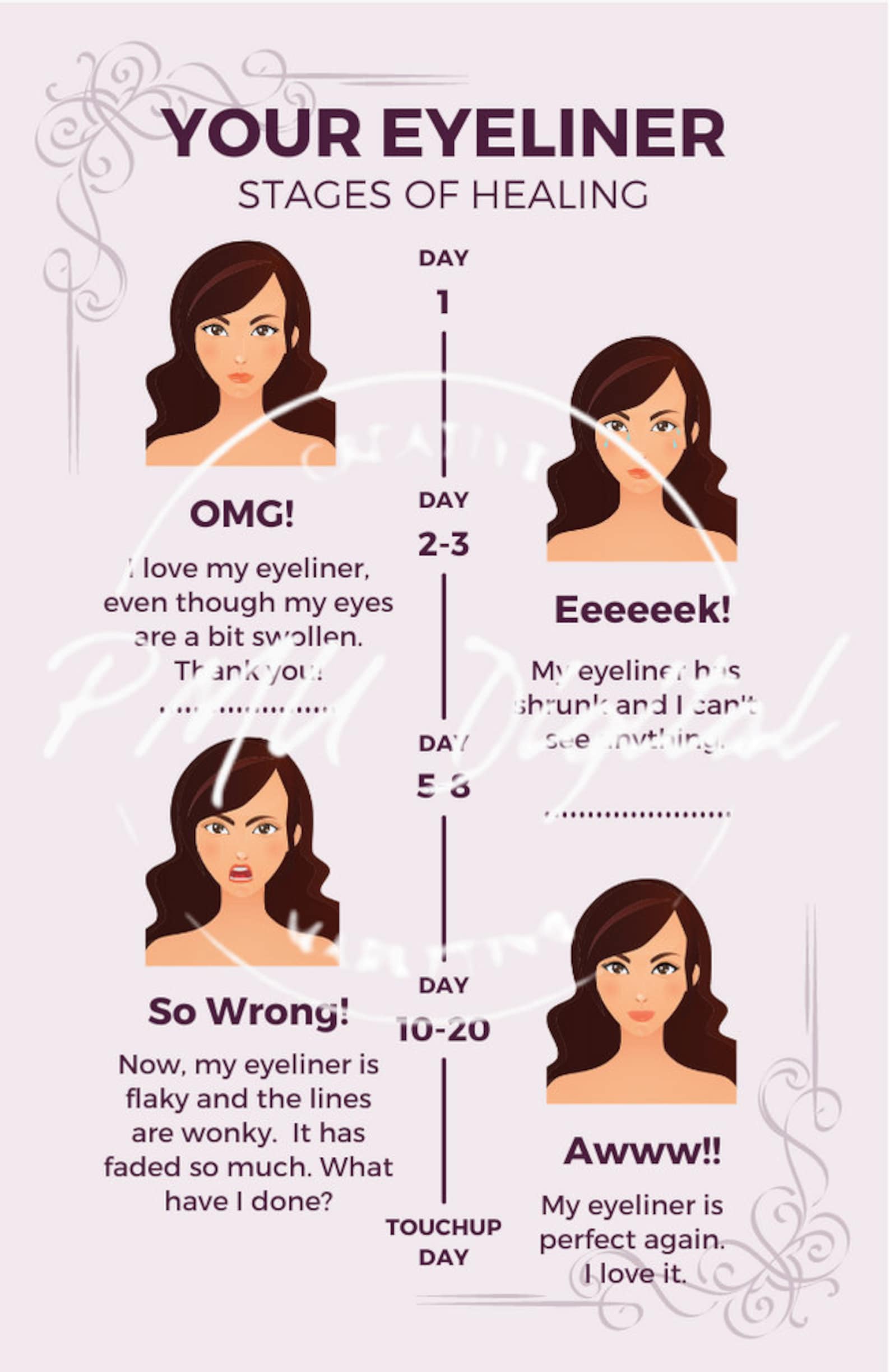 PMU Infographic Stages of Healing for Permanent Makeup Etsy