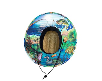 Gone Bass Fishing Straw Hat