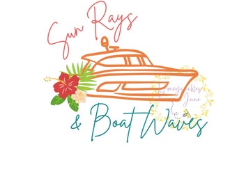 Sun rays & boat waves, boating PNG