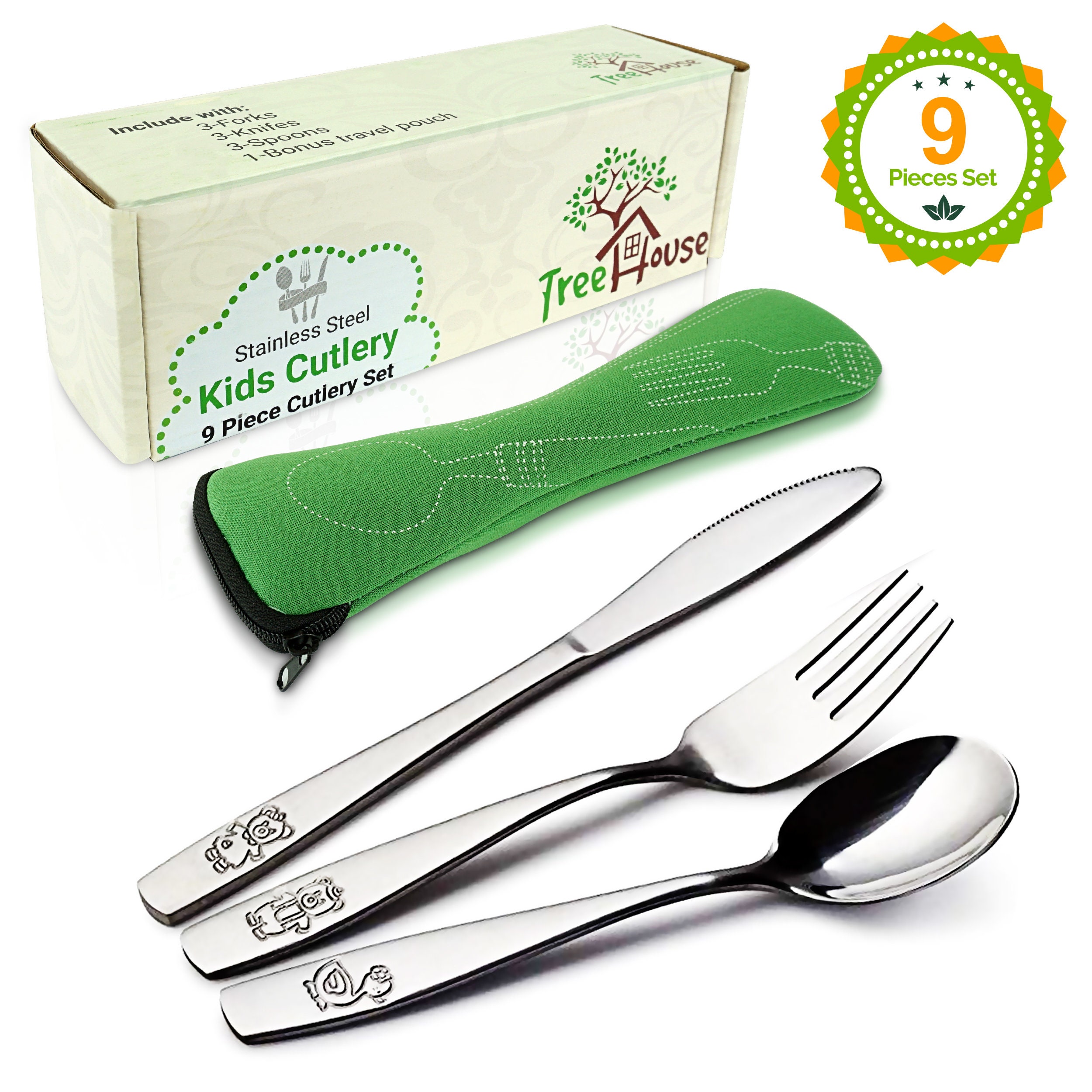 Safety First Toddler Silverware Set 9PCS Stainless Steel Flatware Training  Toddler Utensils BONUS Portable Cutlery Travel Pouch - Etsy
