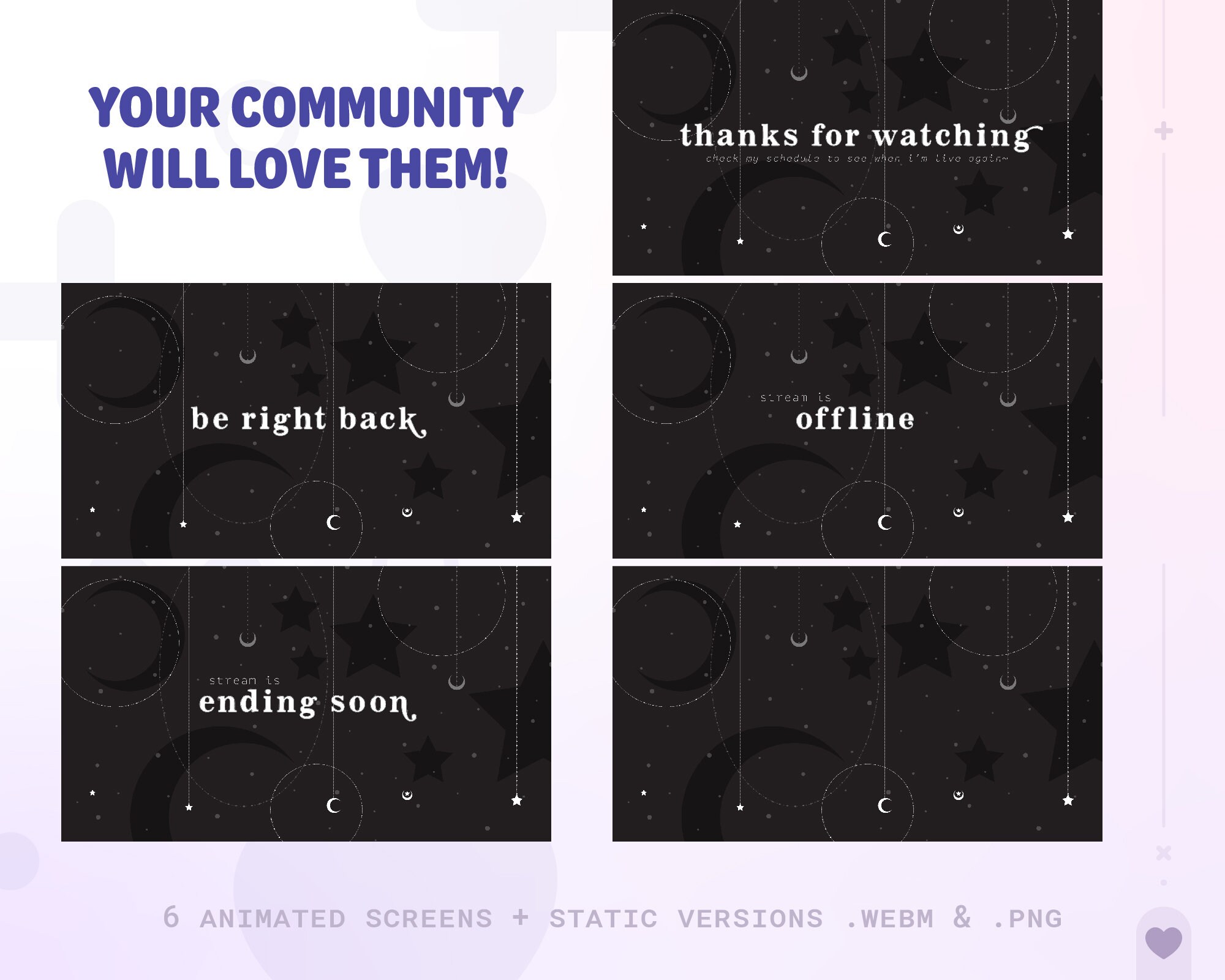 Animated Rich Black and White Celestial Twitch Stream Screens With ...