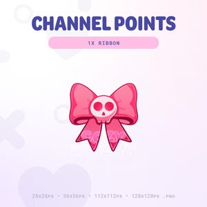 Twitch Coquette Goth Pink Skull Ribbon Channel Points Icon | Stream Emotes | Channel Point Redeem | Discord Emote | Cozy Cute Gamer