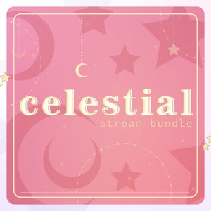 Cotton Candy Pink Celestial Animated Overlay Stream Package | Moon and Starry Theme