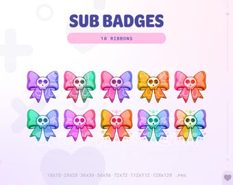 Insignias de subtítulos de calavera gótica de Coquette: emoticonos coloridos para Twitch (descarga digital)