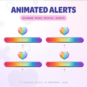Animated Rainbow Pride Crystal Heart Twitch Alerts | Valentine Twitch Alerts | Magical Animated Alerts | Streamlabs StreamElements