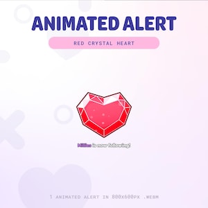 Animated Red Crystal Heart Twitch Alert | Valentine Twitch Alert | Magical Animated Alert | Streamlabs StreamElements