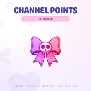 Twitch Coquette Goth Pink Purple Skull Ribbon Channel Points Icon | Twitch Emotes | Stream Emotes | Channel Point Redeem | Discord Emote