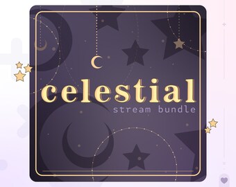 Dark Moon Celestial Twitch Overlay Package, Starry Night Sky, Dreamy Midnight Stars, Minimal Celestial, Cloudy Sky, Goth Moon, Outer Space