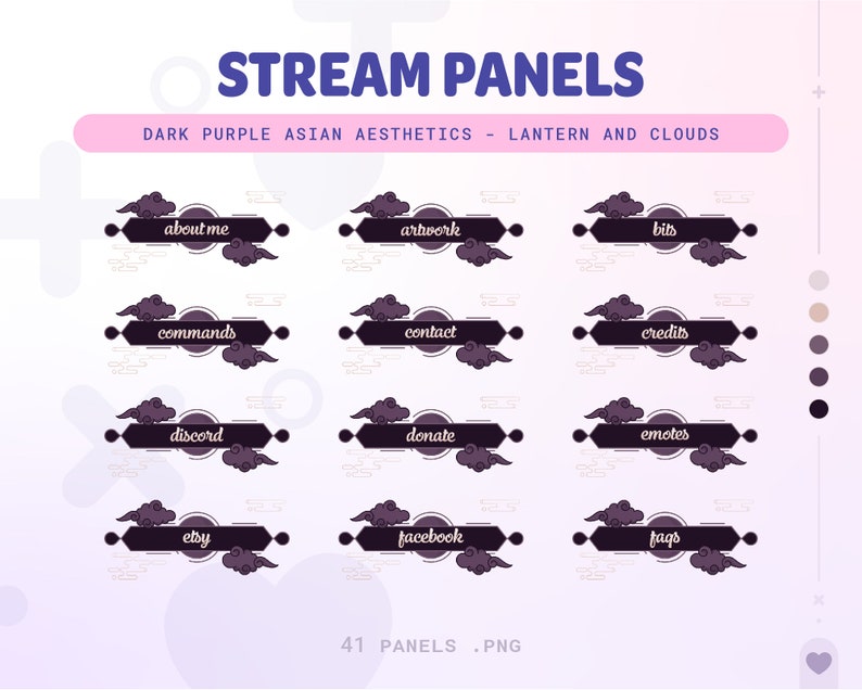 Dark Purple Asian Lantern Animated Stream Package image 7
