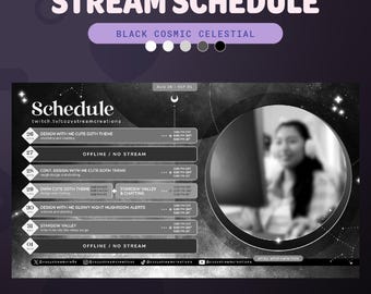 Black Cosmic Celestial Customizable Stream Schedule | 3 Templates | .PSD Files