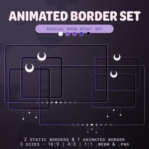 Animated Magical Moon Night Sky Twitch Border Set for Streaming