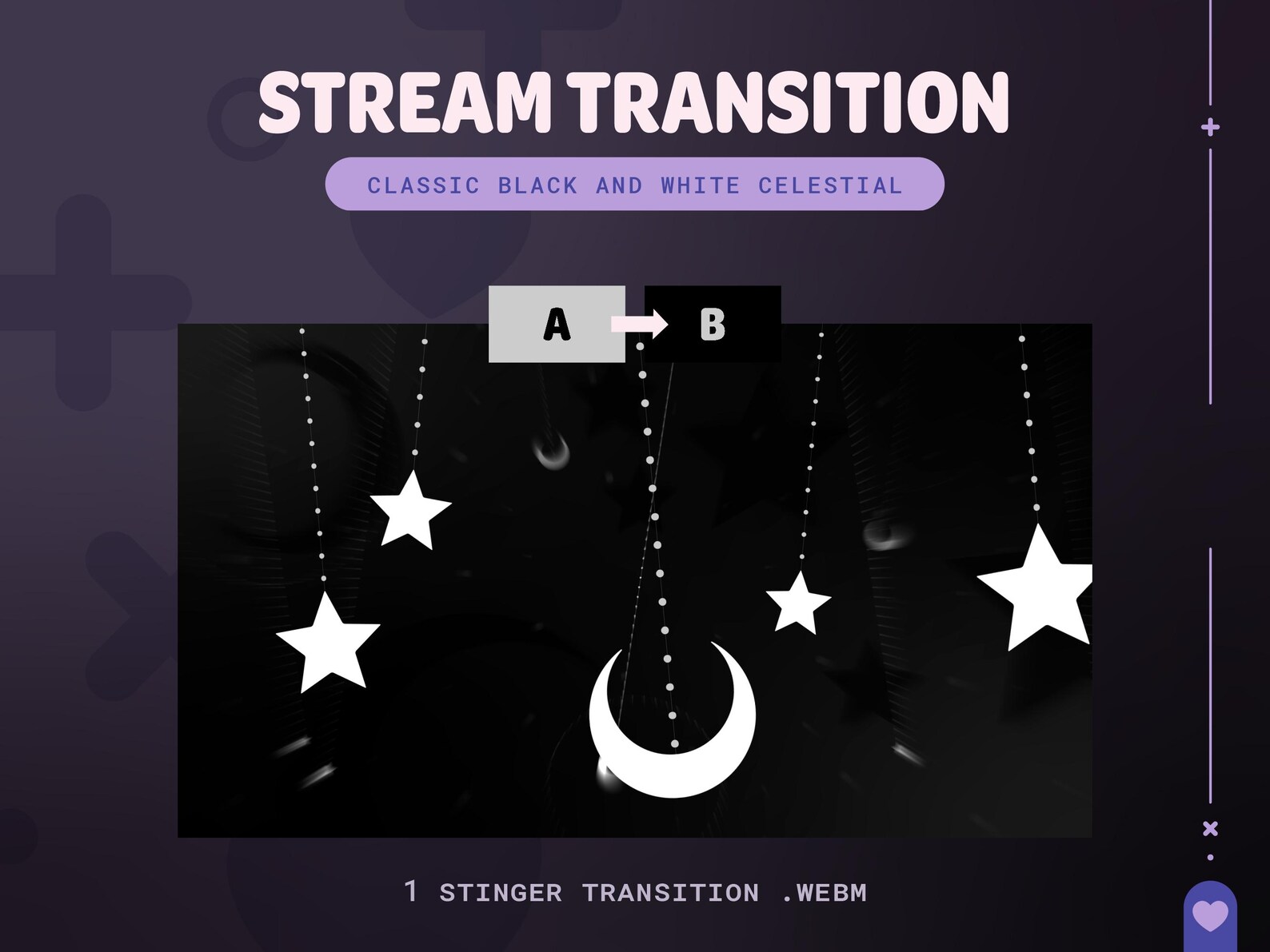 Black and White Celestial Twitch Overlay Package: Animated Stream ...