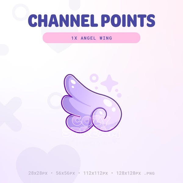 Purple Angel Wing Twitch Emote: Bubbly Channel Points (digitaal bestand)