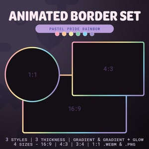 Animated Pastel Rainbow Pride Gradient Twitch Border Set for Streaming