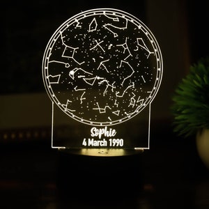 Star Map Night Light / Personalizzato con il giorno a tua scelta / Regalo per neonati, matrimoni, San Valentino, compleanni, fidanzamento / Sky Chart
