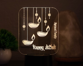 Personalized &quot;Happy Diwali&quot; LED Light - A Festive Family Keepsake