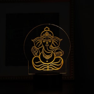 LED Ganesha idol lamp | Indian cultural gifts | Hindu Acrylic Light | Deewali | Indian wedding favor | wedding vows | Diwali Gift