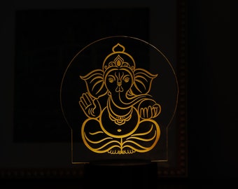 LED Ganesha idol lamp | Indian cultural gifts | Hindu Acrylic Light | Deewali | Indian wedding favor | wedding vows | Diwali Gift