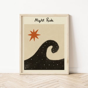 Night Ride || Art Print || Surf Art || Vintage Inspired Art || Boho Art Print || Surf Decor