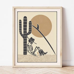 Prayin&#39; for Waves | Art Print | Surf Wall Art | Vintage Inspired Art | Boho Art Print | Trendy Beachy Decor
