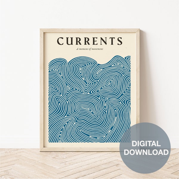 Currents || Digital Download || Art Print || Surf Art || Vintage Inspired Art || Boho Art Print || Surf Decor
