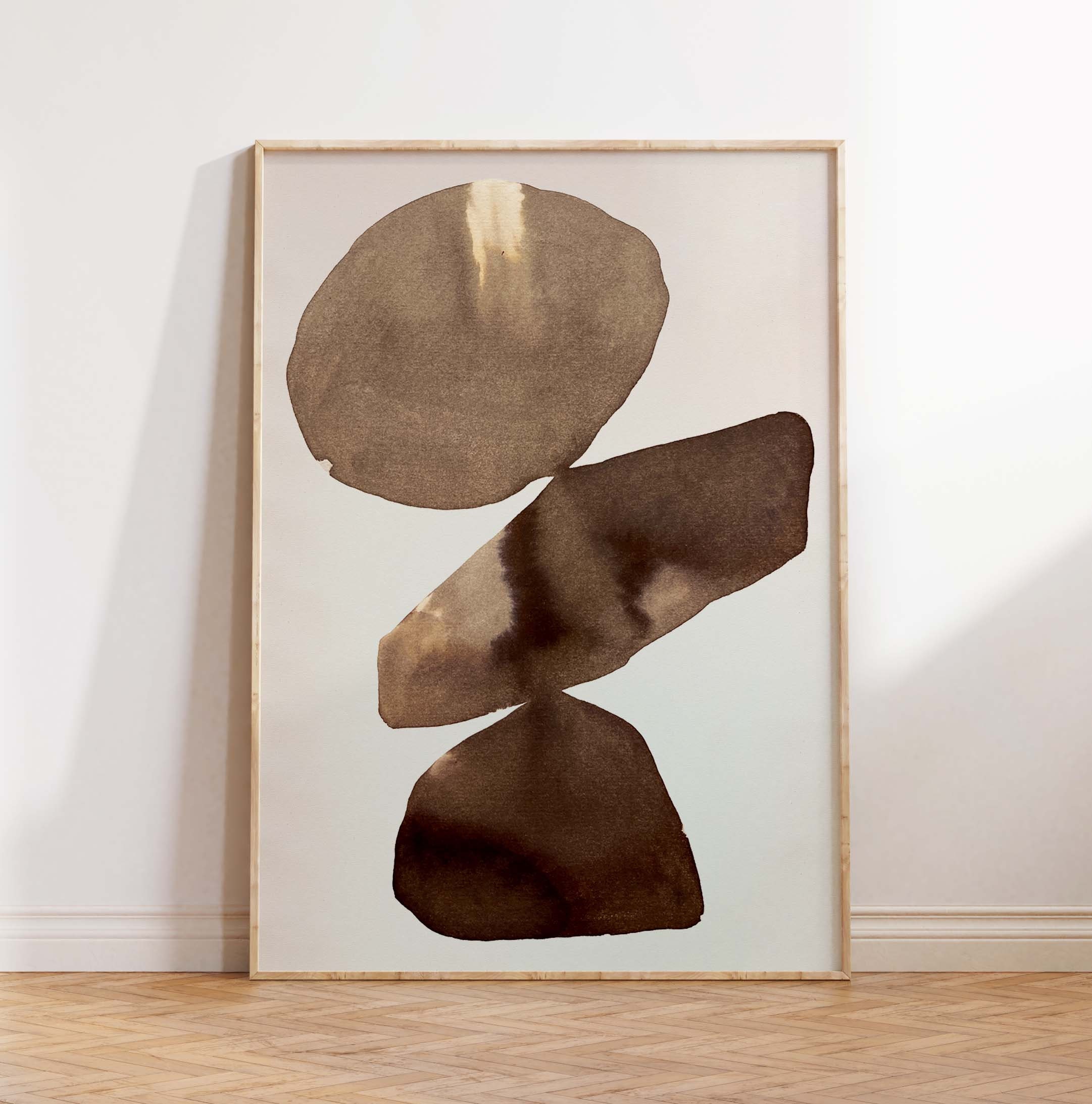 Flow Beige Black Abstract Art Print Modern Minimalist Wall Art Wabi ...