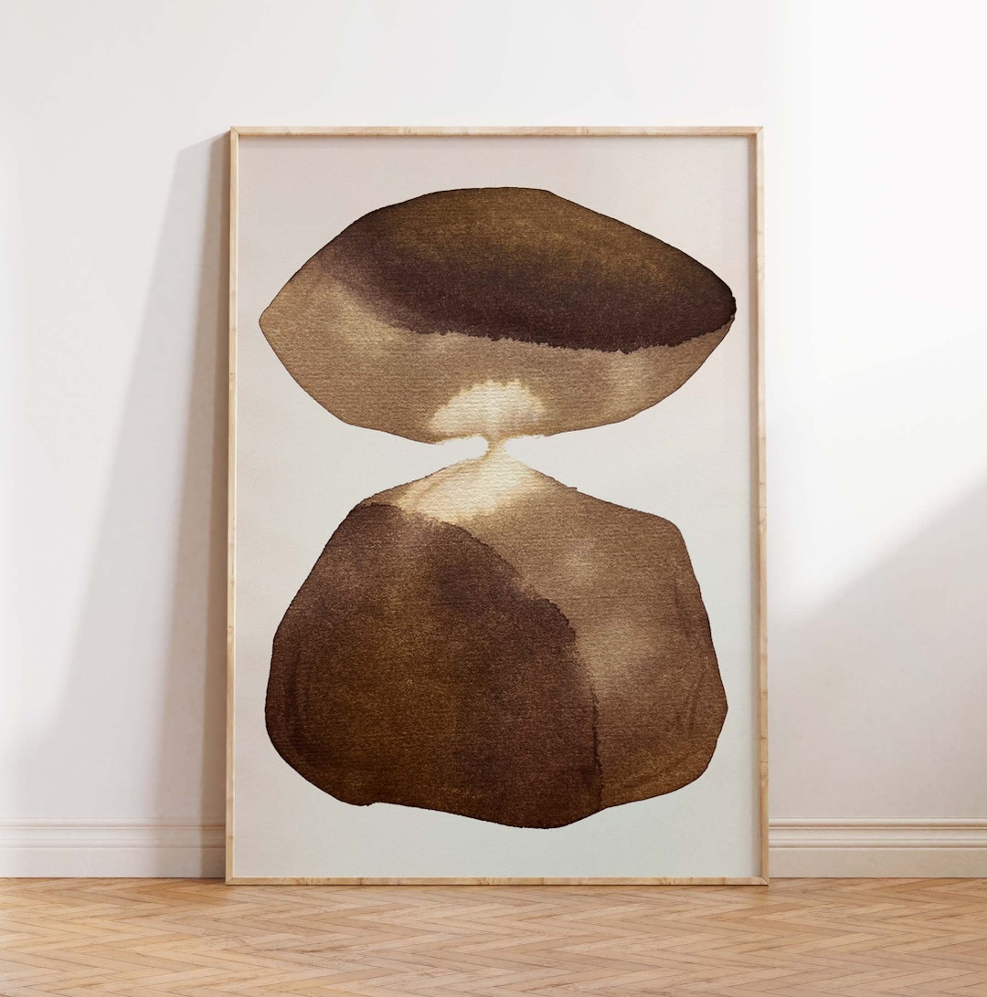 The Meeting Place Beige Black Abstract Art Print Modern Minimalist Wall ...