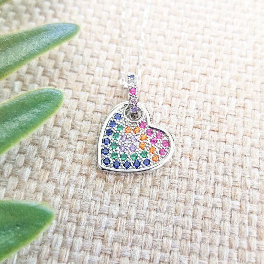 Tonal Heart Necklace in Soft Rainbow