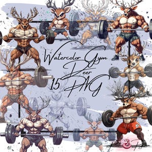 Gym Deer Clipart, Gym Pets, Lifting Weights T-shirt, Muscular, Funny Gym, Body Building Clipart, Lifestyle, Protein Clipart, Muscles PNG