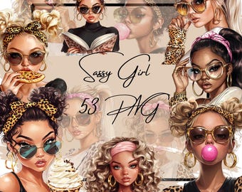 Pacote de imagens PNG de garotas estilosas e confiantes (download instantâneo)