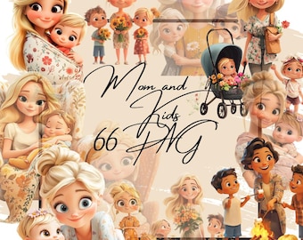 Clipart de Dia das Mães: Mãe, Filhos e Família PNG (Download Instantâneo)