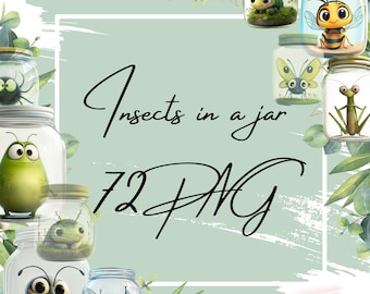 Insects in a Jar Clipart: Funny Cartoon Bugs PNG