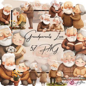 Großeltern Liebe Clipart, Opa, Oma PNG, älteres Paar PNG, Liebe Clipart, Familie Clipart, Ziele, herzerwärmend, Sofort Download