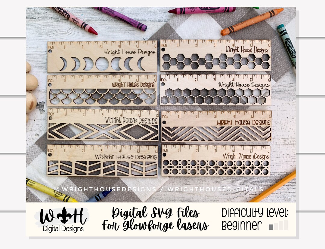 6 Inch Geometric Pattern Rulers for Laser Cutting - Files for Product ...