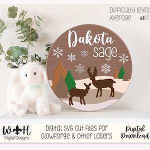 Winter In The Woods Seasonal Door Hanger - Mountain Theme Sign For Baby Nursery - Files for Sign Making - Digital SVG Cut File For Glowforge