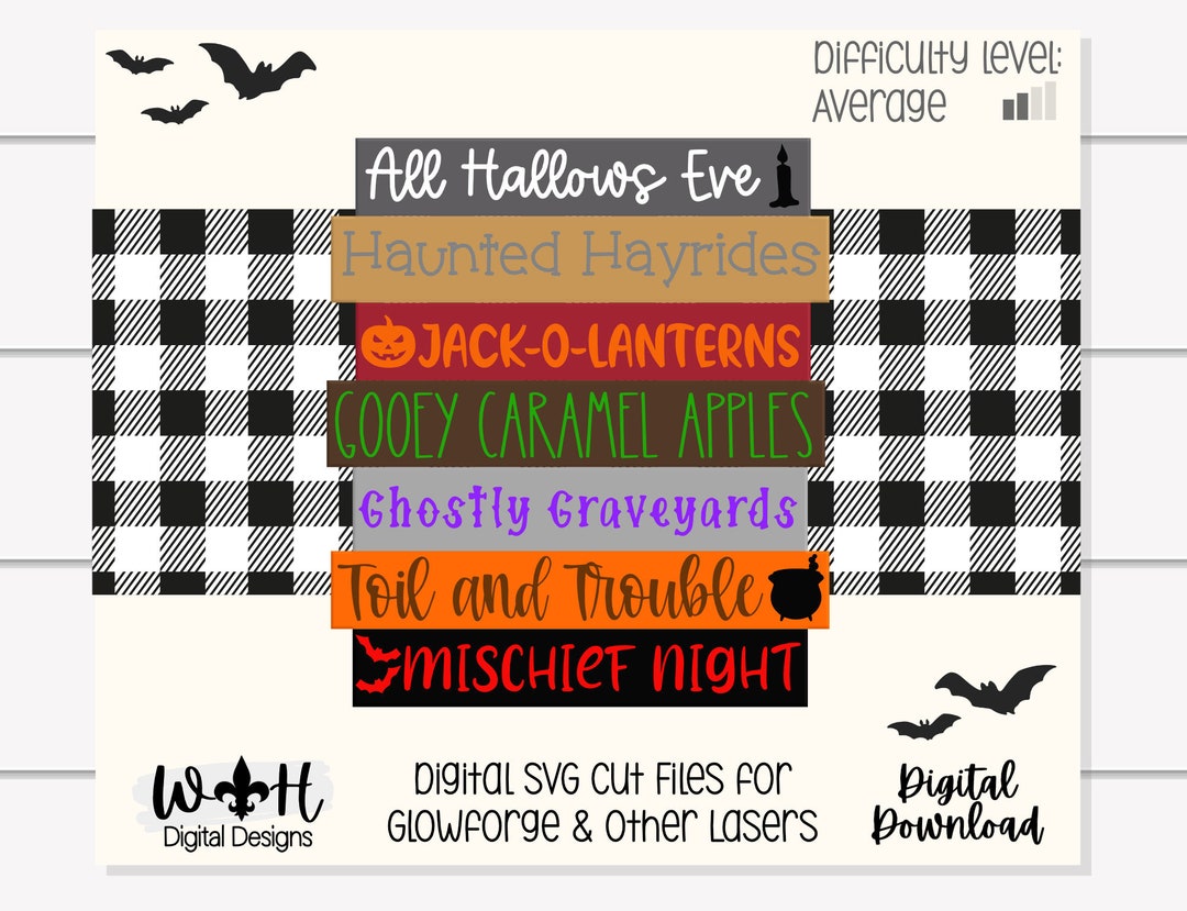 All Hallows Eve Halloween Bucket List Stacked Sign - Seasonal Wall ...