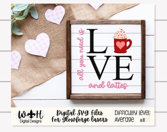 Valentine’s Day Love and Lattes - Subway Coffee Bar Framed Sign - Files for Sign Making - SVG Cut File For Glowforge - Digital File