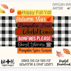 Happy Fall Yall Autumn Bucket List Stacked Sign - Seasonal Wall Decor and DIY Kits - Cut File For Glowforge Lasers - Digital SVG File