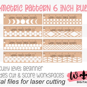 6 Inch Geometric Pattern Rulers for Laser Cutting - Files for Product ...