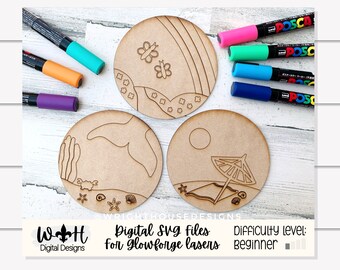 Girl's Color Diy Craft Bundle - Scoring Pattern Round For Diy Painting - Files for Sign Making - SVG Cut File For Glowforge - Digital File