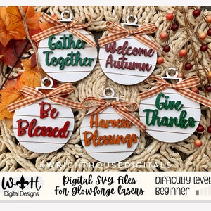 Thanksgiving Tree Ball Ornaments - Shiplap Farmhouse Style - Digital Files for Sign Making - SVG Cut File For Glowforge - Digital File