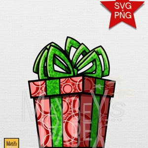 Süßes Cartoon Weihnachtsgeschenk. Weihnachten Clip Art | Geschenk anhänger | Ornamente | Aufkleber | Aufkleber | Druckbare | Cricut - SVG PNG PDF