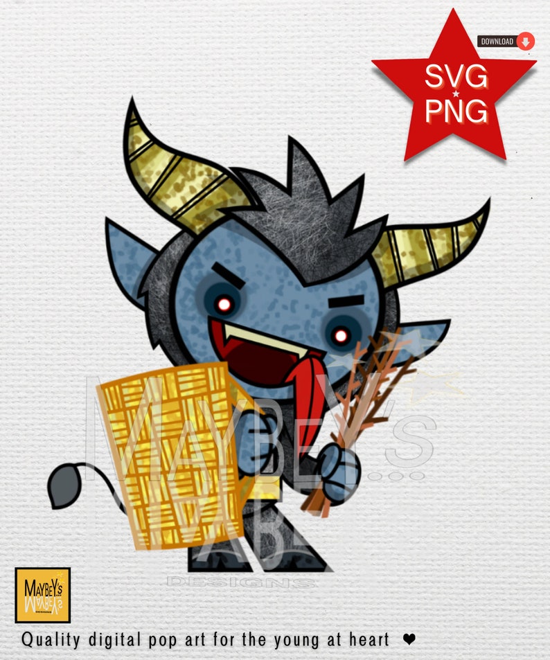Printable Krampus | Cute Cartoon Digital Pop Art Graphic, Halloween ...
