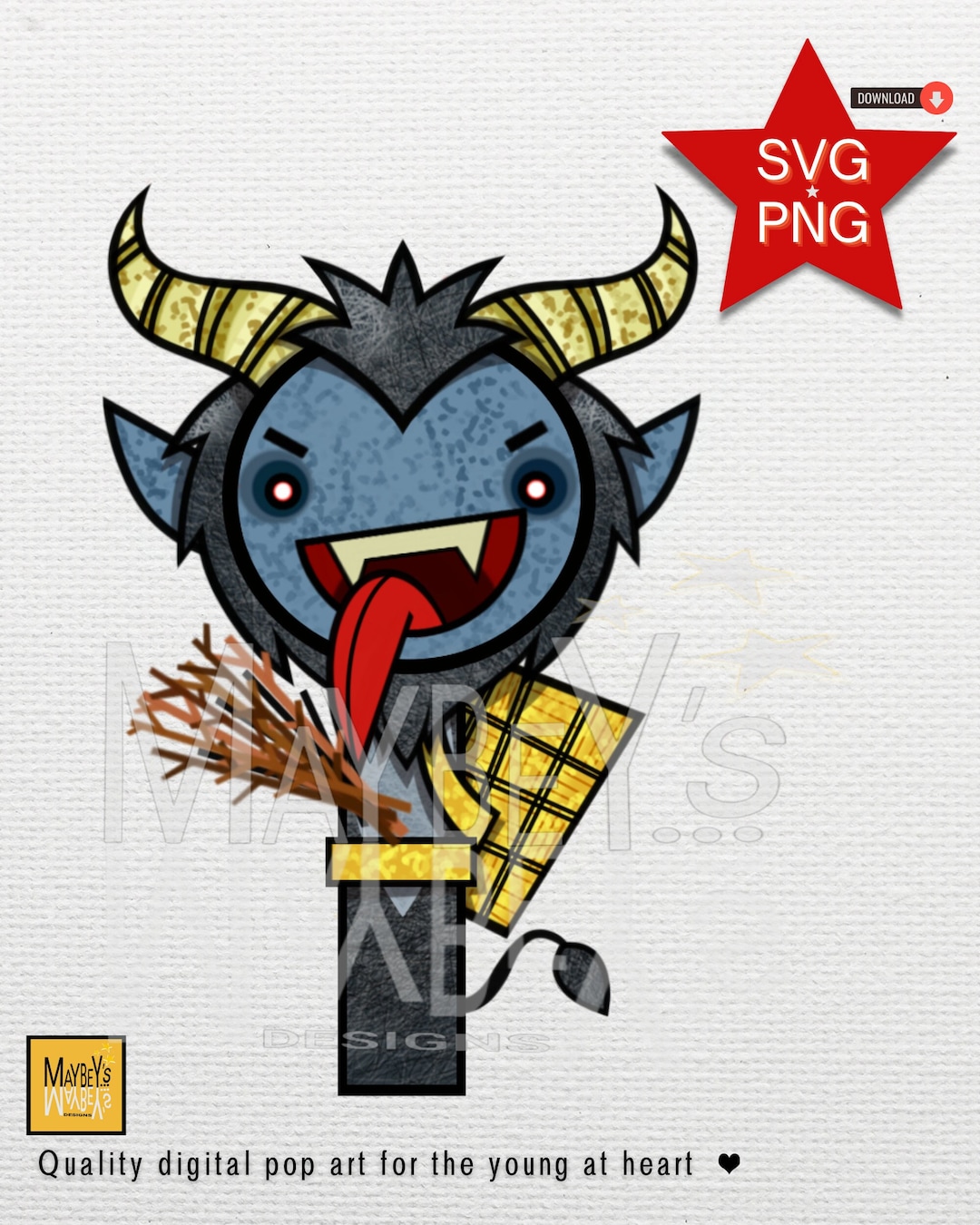 Printable Cute Cartoon Krampus. Christmas Clip Art | Gift Tags ...