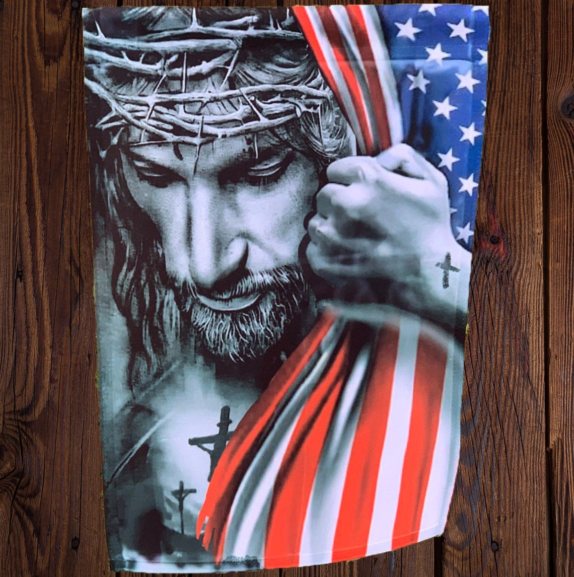 Jesus Christian American Flag Garden Flag Etsy